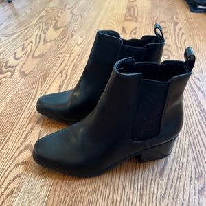 Black faux leather bootie